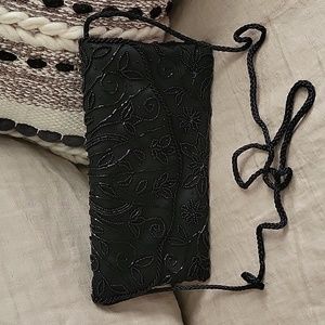 Apt 9 Black Beaded Evening Clutch/Shoulder bag